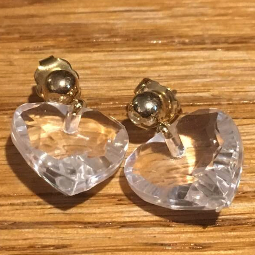 Gold with Clear Bangle Heart Pierced Earrings